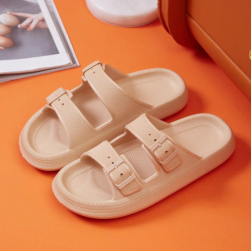 Double - Buckle Sandals Khaki